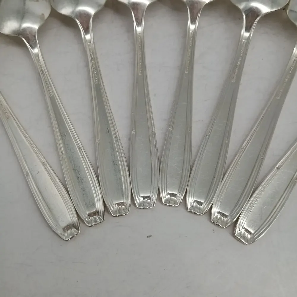 8X Tsp Harmony House by Wallace Serenade Silverplate Flatware Teaspoons Vtg